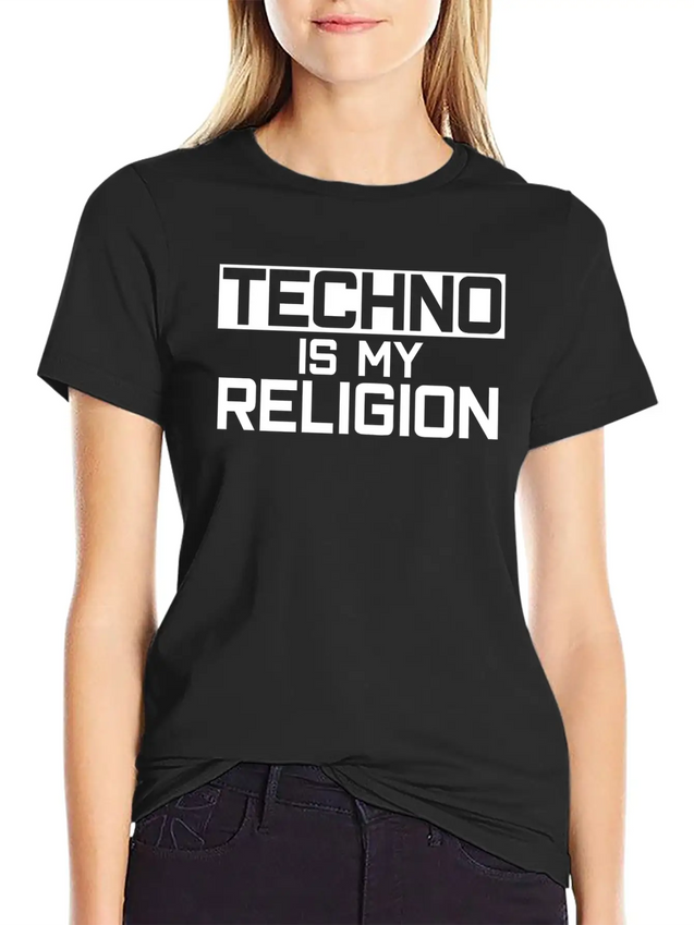 Techno Is My Religion Techno Music Lightweight Cotton T-Shirt – Daily Comfort Graphic Shirt