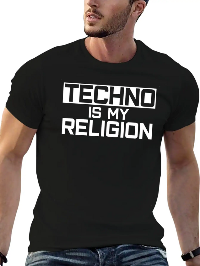 Techno Is My Religion Techno Music Lightweight Cotton T-Shirt – Daily Comfort Graphic Shirt