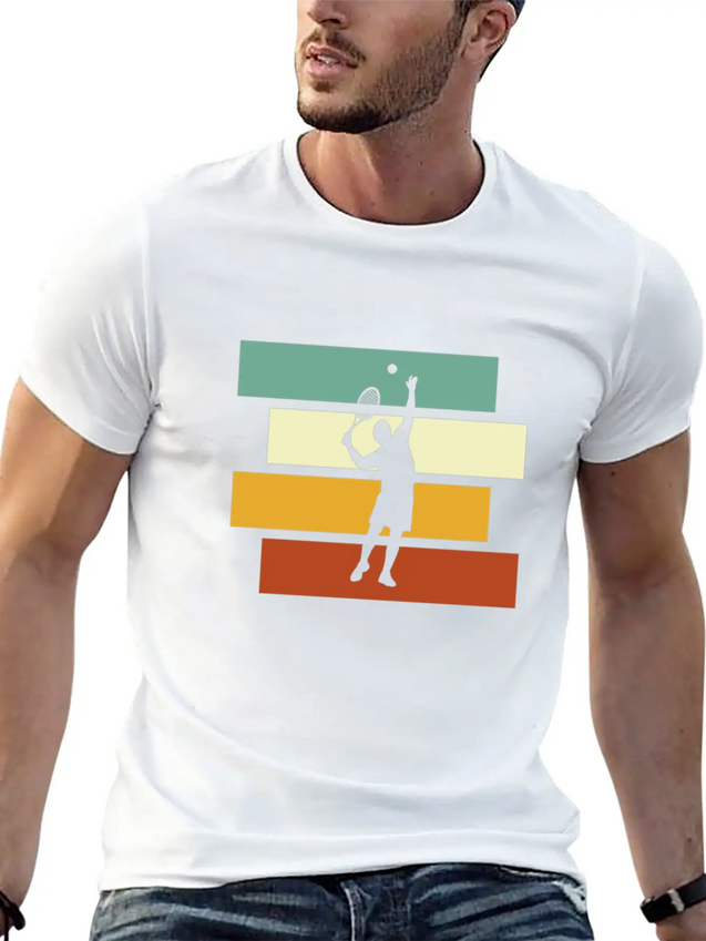 Tennis Retro Lightweight Cotton T-Shirt – Daily Comfort Graphic Shirt