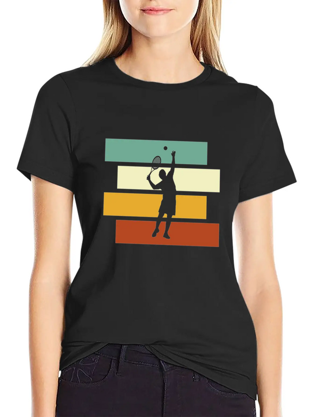 Tennis Retro Lightweight Cotton T-Shirt – Daily Comfort Graphic Shirt