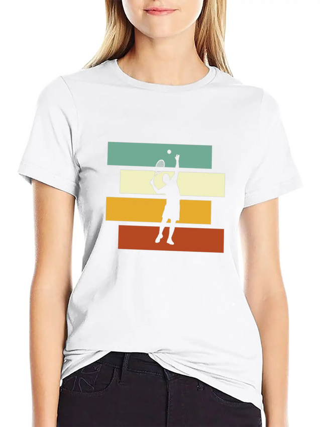 Tennis Retro Lightweight Cotton T-Shirt – Daily Comfort Graphic Shirt