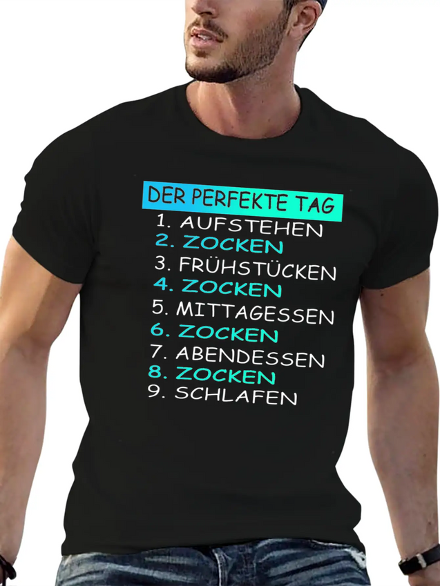 The Perfect Day Of Gaming Gamer Gaming Lightweight Cotton T-Shirt – Daily Comfort Graphic Shirt