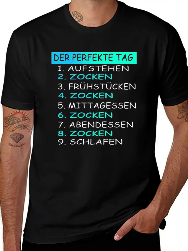 The Perfect Day Of Gaming Gamer Gaming Lightweight Cotton T-Shirt – Daily Comfort Graphic Shirt