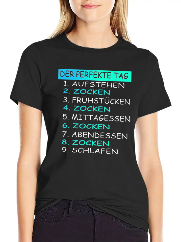 The Perfect Day Of Gaming Gamer Gaming Lightweight Cotton T-Shirt – Daily Comfort Graphic Shirt