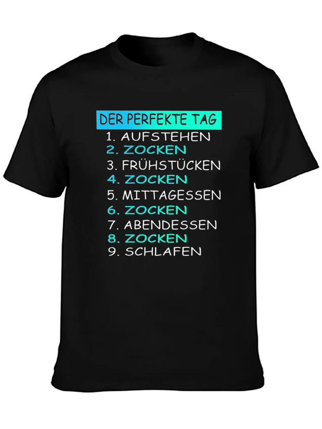 The Perfect Day Of Gaming Gamer Gaming Lightweight Cotton T-Shirt – Daily Comfort Graphic Shirt
