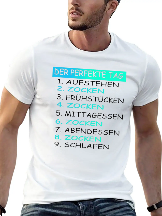 The Perfect Day Of Gaming Gamer Gaming Lightweight Cotton T-Shirt – Daily Comfort Graphic Shirt