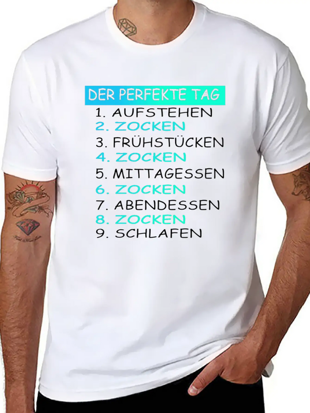 The Perfect Day Of Gaming Gamer Gaming Lightweight Cotton T-Shirt – Daily Comfort Graphic Shirt