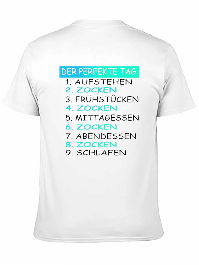 The Perfect Day Of Gaming Gamer Gaming Lightweight Cotton T-Shirt – Daily Comfort Graphic Shirt