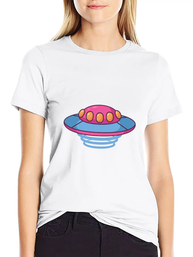 The Purple Flying Saucer Lightweight Cotton T-Shirt – Daily Comfort Graphic Shirt