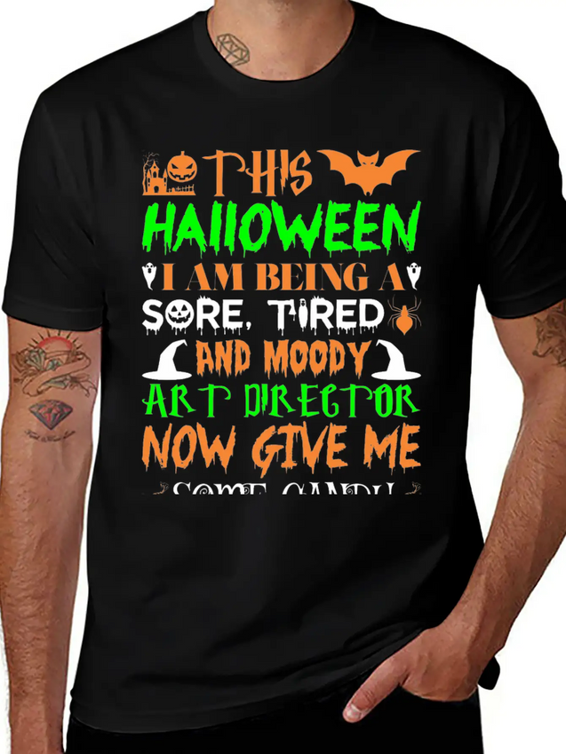 This Halloween Tired Moody Art Director Candy Lightweight Cotton T-Shirt – Daily Comfort Graphic Shirt