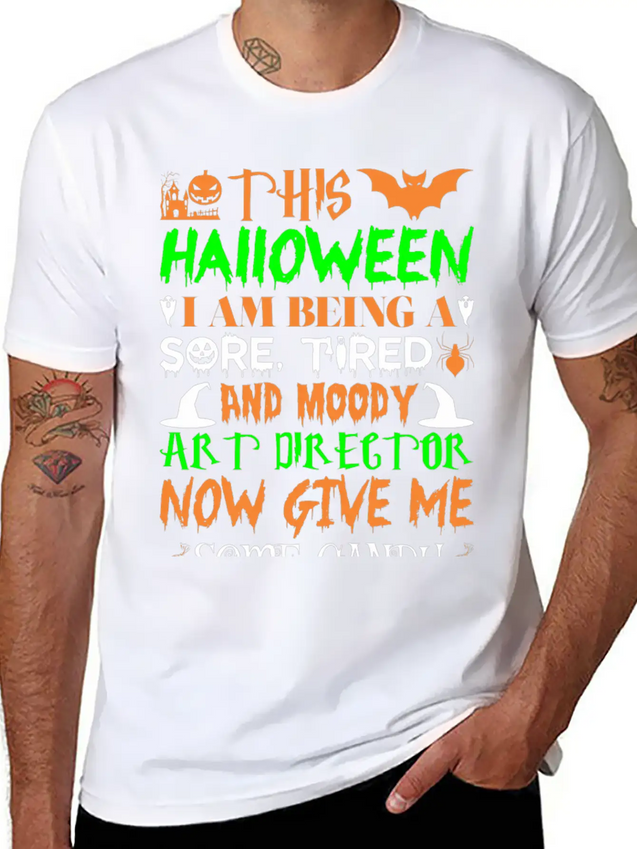 This Halloween Tired Moody Art Director Candy Lightweight Cotton T-Shirt – Daily Comfort Graphic Shirt