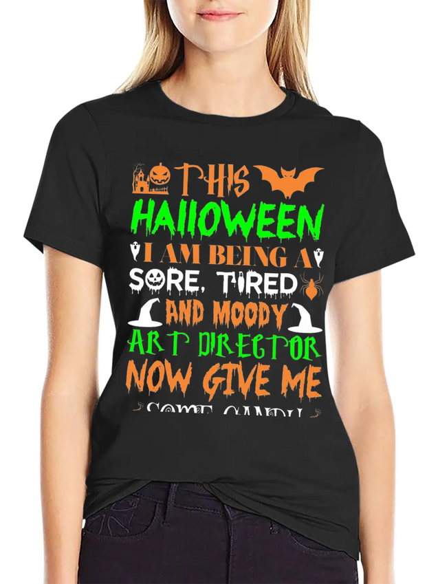 This Halloween Tired Moody Art Director Candy Lightweight Cotton T-Shirt – Daily Comfort Graphic Shirt