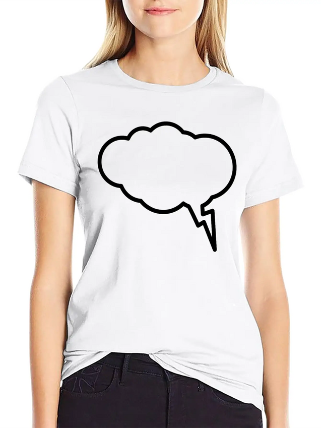 Thunder Cloud Outline Lightweight Cotton T-Shirt – Daily Comfort Graphic Shirt