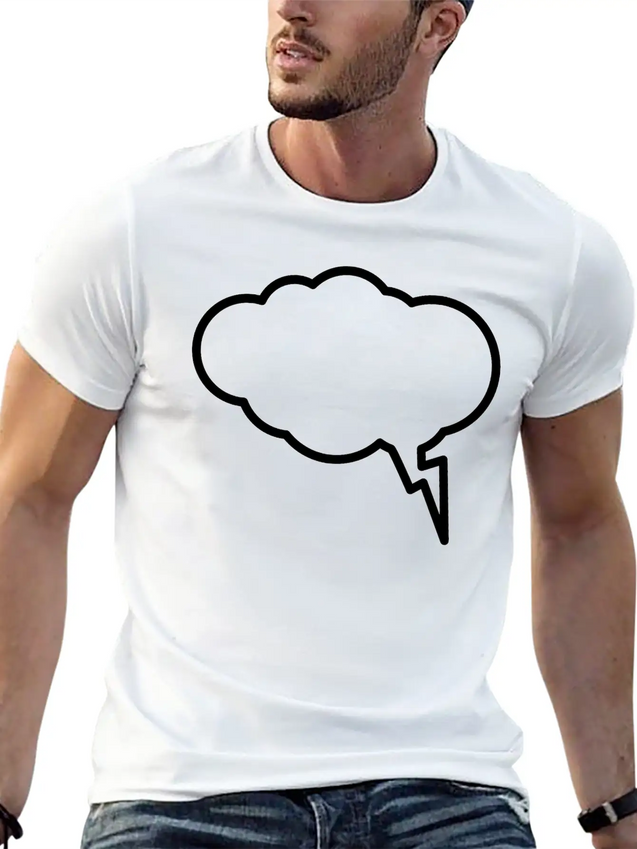 Thunder Cloud Outline Lightweight Cotton T-Shirt – Daily Comfort Graphic Shirt