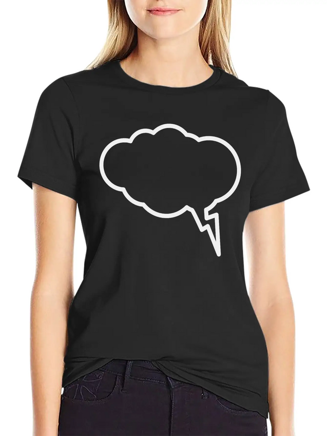 Thunder Cloud Outline Lightweight Cotton T-Shirt – Daily Comfort Graphic Shirt