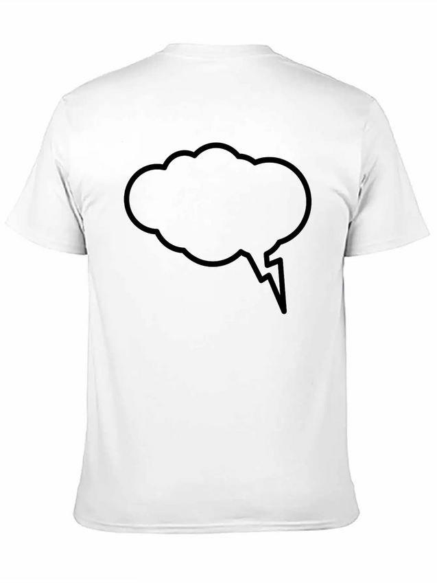 Thunder Cloud Outline Lightweight Cotton T-Shirt – Daily Comfort Graphic Shirt