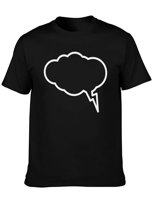 Thunder Cloud Outline Lightweight Cotton T-Shirt – Daily Comfort Graphic Shirt