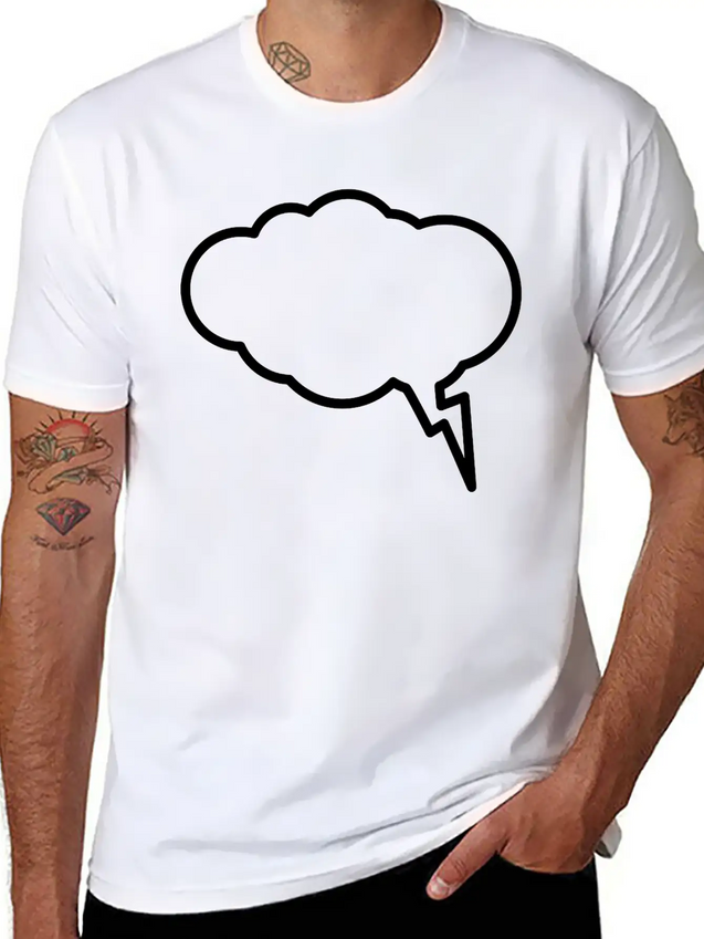 Thunder Cloud Outline Lightweight Cotton T-Shirt – Daily Comfort Graphic Shirt