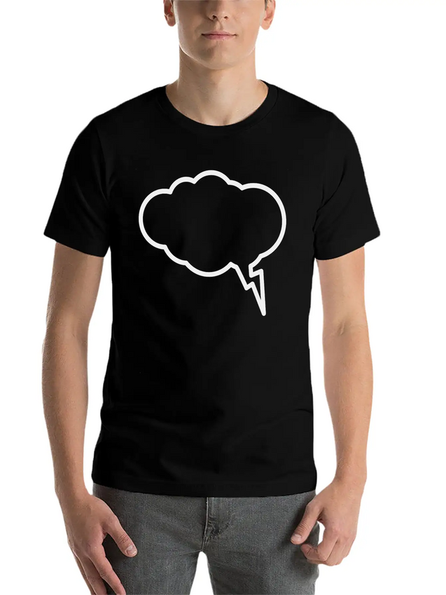 Thunder Cloud Outline Lightweight Cotton T-Shirt – Daily Comfort Graphic Shirt