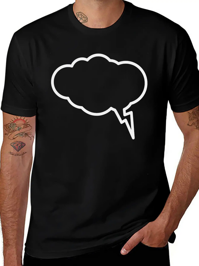 Thunder Cloud Outline Lightweight Cotton T-Shirt – Daily Comfort Graphic Shirt