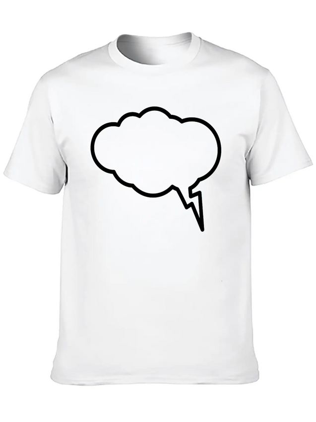Thunder Cloud Outline Lightweight Cotton T-Shirt – Daily Comfort Graphic Shirt