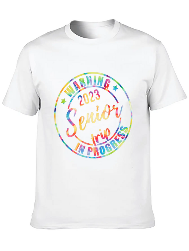 Tie Dye Warning Senior Trip In Progress Vacation Lightweight Cotton T-Shirt – Daily Comfort Graphic Shirt