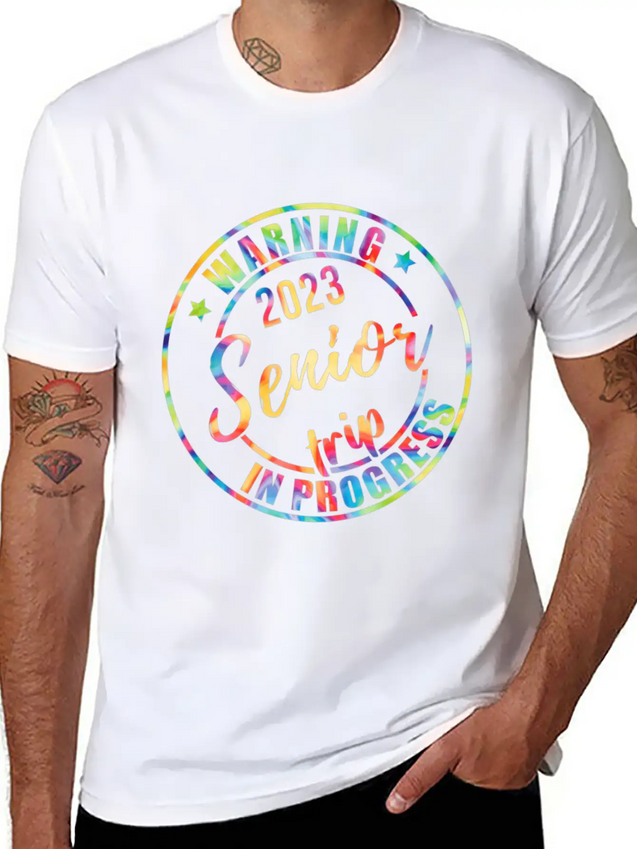 Tie Dye Warning Senior Trip In Progress Vacation Lightweight Cotton T-Shirt – Daily Comfort Graphic Shirt