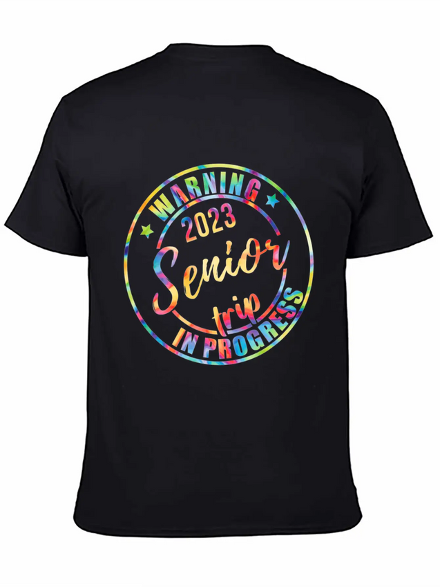 Tie Dye Warning Senior Trip In Progress Vacation Lightweight Cotton T-Shirt – Daily Comfort Graphic Shirt