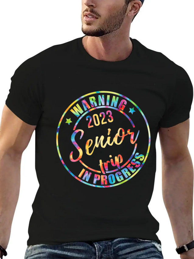 Tie Dye Warning Senior Trip In Progress Vacation Lightweight Cotton T-Shirt – Daily Comfort Graphic Shirt