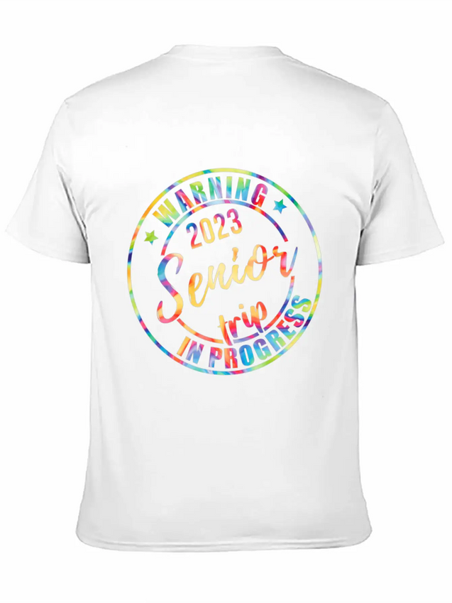 Tie Dye Warning Senior Trip In Progress Vacation Lightweight Cotton T-Shirt – Daily Comfort Graphic Shirt