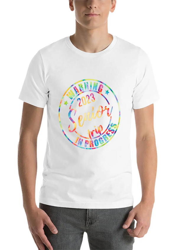 Tie Dye Warning Senior Trip In Progress Vacation Lightweight Cotton T-Shirt – Daily Comfort Graphic Shirt