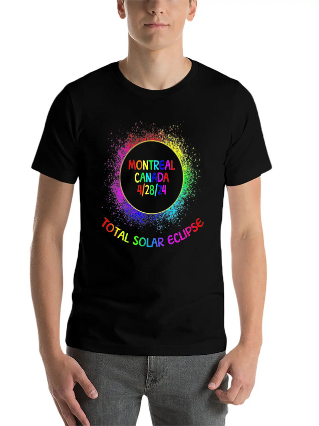 Total Solar Eclipse Montreal Canada 4/28/24 Kidsfa Lightweight Cotton T-Shirt – Daily Comfort Graphic Shirt