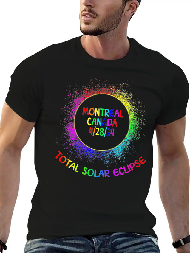 Total Solar Eclipse Montreal Canada 4/28/24 Kidsfa Lightweight Cotton T-Shirt – Daily Comfort Graphic Shirt