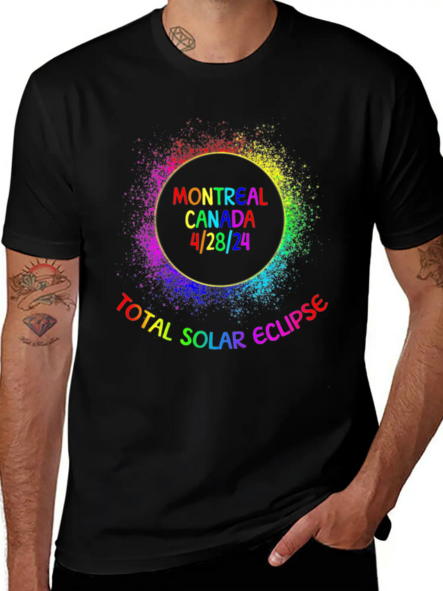 Total Solar Eclipse Montreal Canada 4/28/24 Kidsfa Lightweight Cotton T-Shirt – Daily Comfort Graphic Shirt
