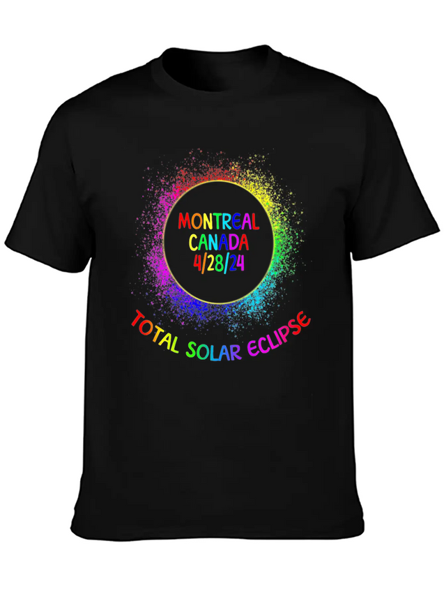 Total Solar Eclipse Montreal Canada 4/28/24 Kidsfa Lightweight Cotton T-Shirt – Daily Comfort Graphic Shirt
