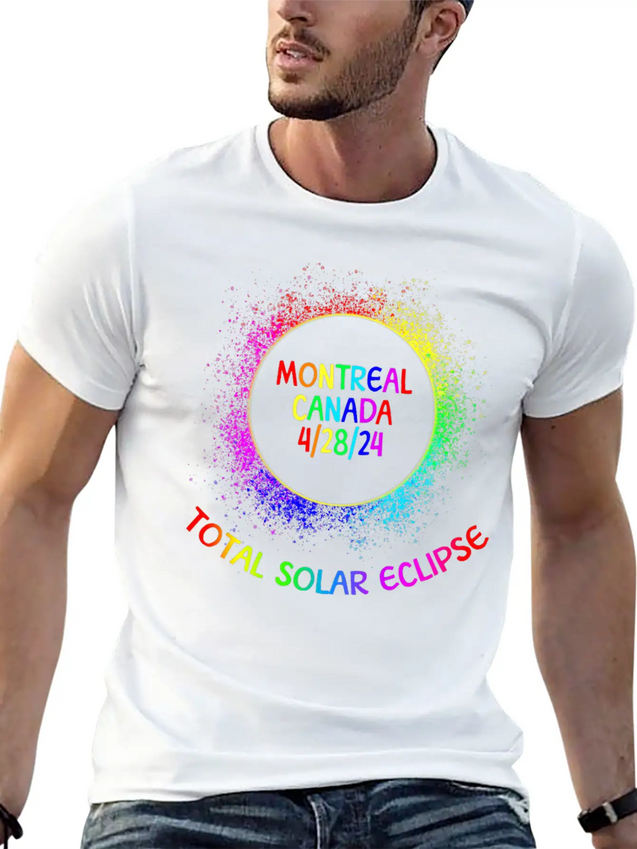Total Solar Eclipse Montreal Canada 4/28/24 Kidsfa Lightweight Cotton T-Shirt – Daily Comfort Graphic Shirt
