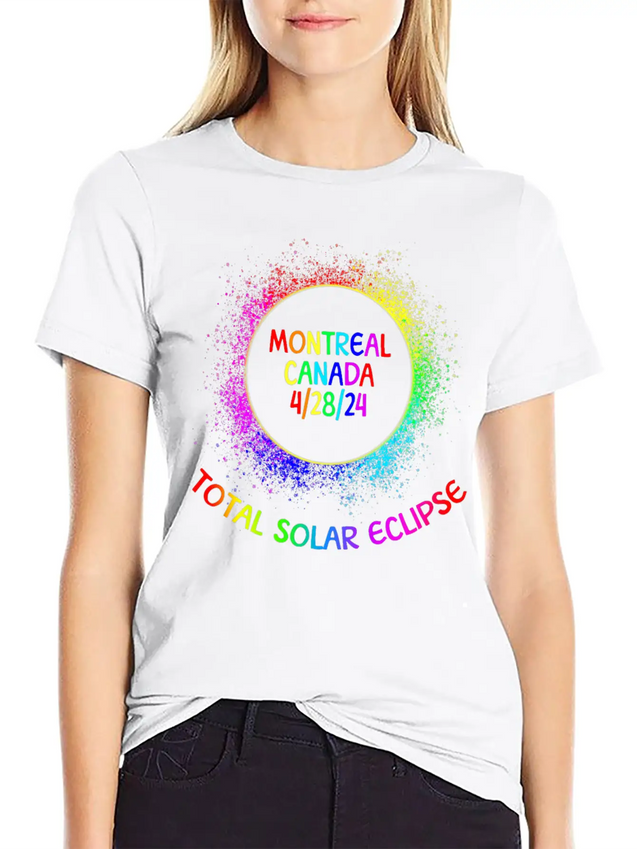 Total Solar Eclipse Montreal Canada 4/28/24 Kidsfa Lightweight Cotton T-Shirt – Daily Comfort Graphic Shirt