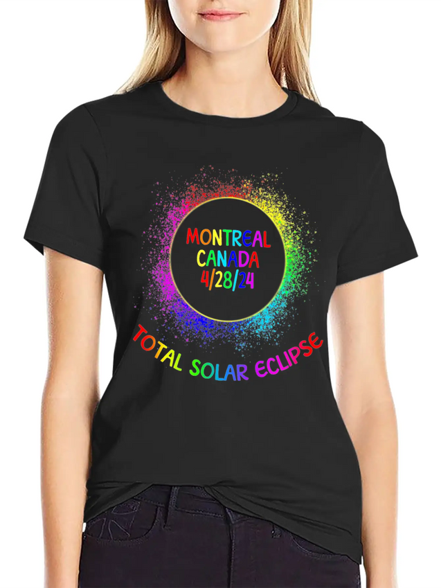 Total Solar Eclipse Montreal Canada 4/28/24 Kidsfa Lightweight Cotton T-Shirt – Daily Comfort Graphic Shirt
