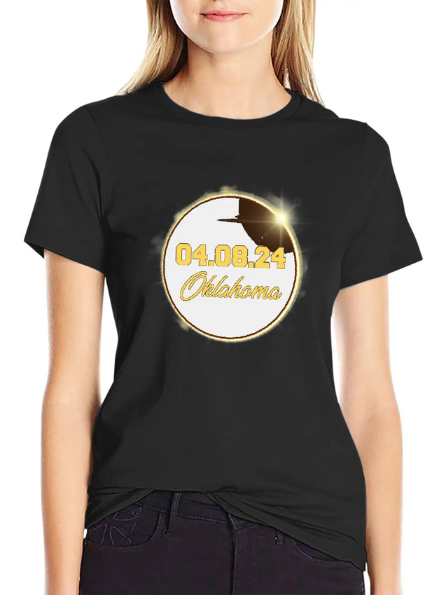 Total Solar Eclipse Path Of Totality Oklahoma Lightweight Cotton T-Shirt – Daily Comfort Graphic Shirt