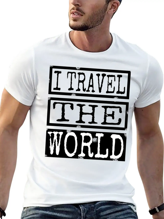 Travel - I Travel The World Lightweight Cotton T-Shirt – Daily Comfort Graphic Shirt