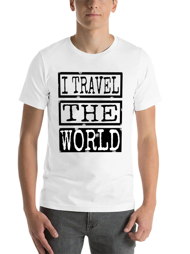 Travel - I Travel The World Lightweight Cotton T-Shirt – Daily Comfort Graphic Shirt