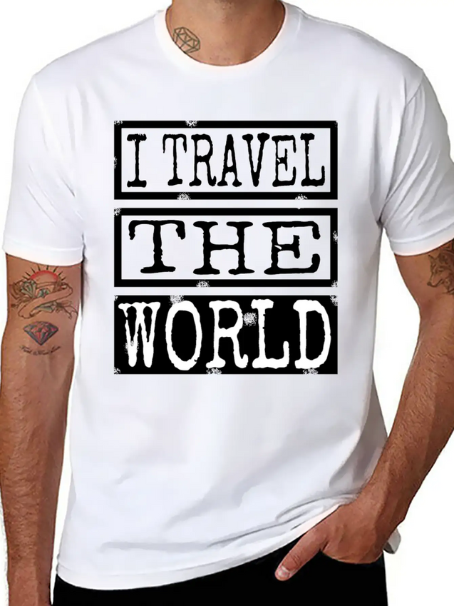 Travel - I Travel The World Lightweight Cotton T-Shirt – Daily Comfort Graphic Shirt