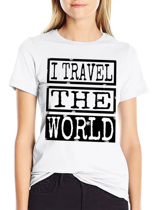 Travel - I Travel The World Lightweight Cotton T-Shirt – Daily Comfort Graphic Shirt