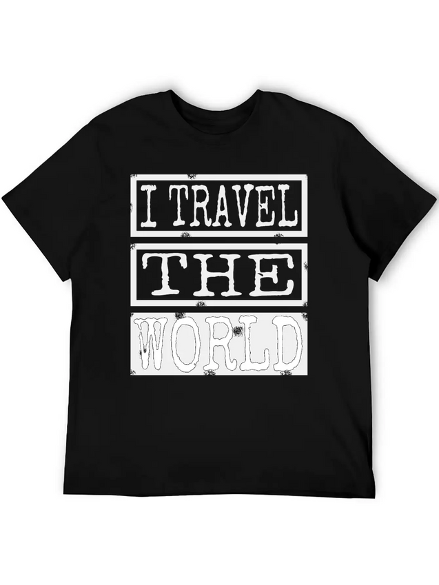 Travel - I Travel The World Lightweight Cotton T-Shirt – Daily Comfort Graphic Shirt