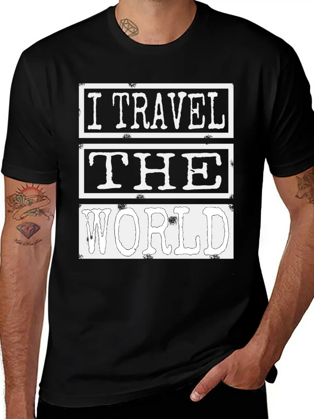 Travel - I Travel The World Lightweight Cotton T-Shirt – Daily Comfort Graphic Shirt