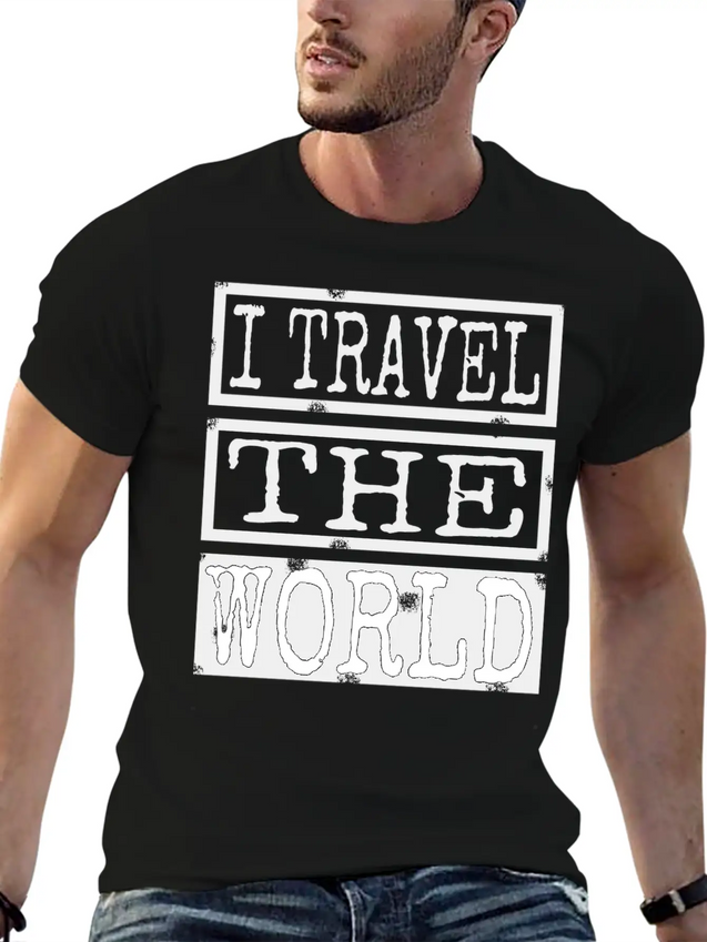 Travel - I Travel The World Lightweight Cotton T-Shirt – Daily Comfort Graphic Shirt