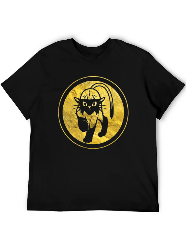 Tribal Gold Cat Lightweight Cotton T-Shirt – Daily Comfort Graphic Shirt