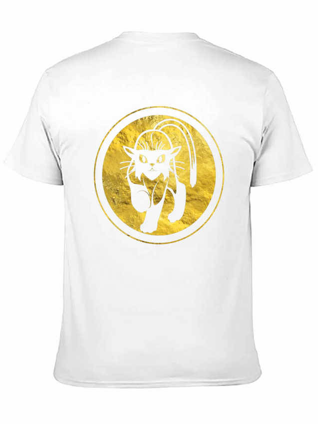Tribal Gold Cat Lightweight Cotton T-Shirt – Daily Comfort Graphic Shirt