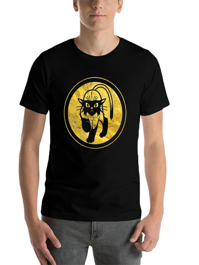 Tribal Gold Cat Lightweight Cotton T-Shirt – Daily Comfort Graphic Shirt
