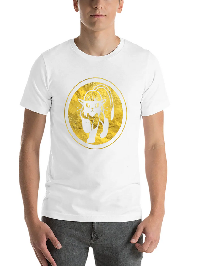 Tribal Gold Cat Lightweight Cotton T-Shirt – Daily Comfort Graphic Shirt